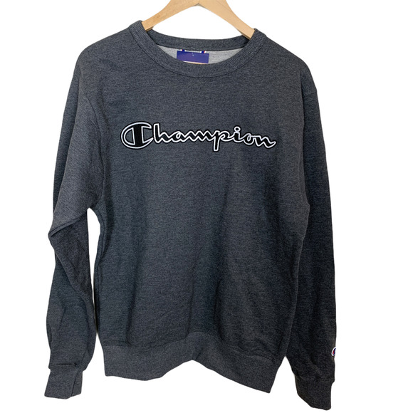 Champion Powerblend Logo Appliqu Fleece Sweatshirt in Gray - Picture 2 of 6